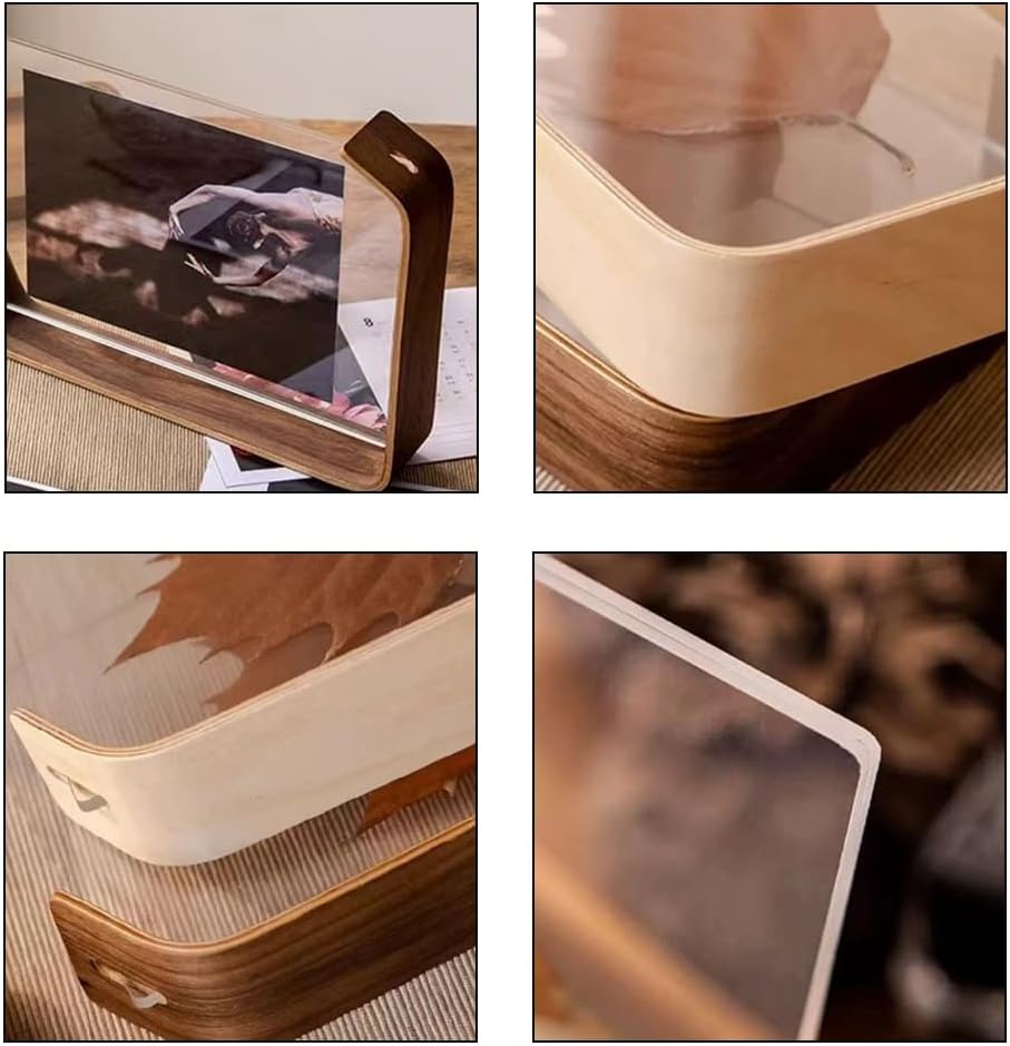 Photo Frame - Black Walnut - Transparent Acrylic Display Stand - Picture Frame, Photo Frame, Desk Ornament - 10*15CM