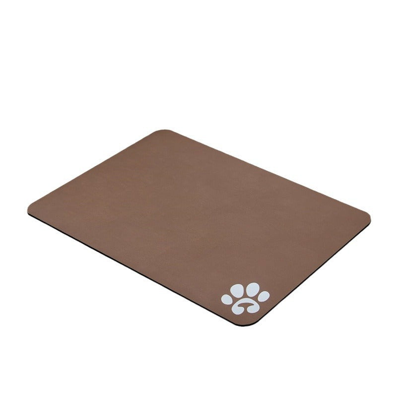 Dog and Cat Feeding Mats - Non-Slip, Super Absorbent Pet Bowl Mat with Footprint Logo - 24 x 16.9 Inches - Brown
