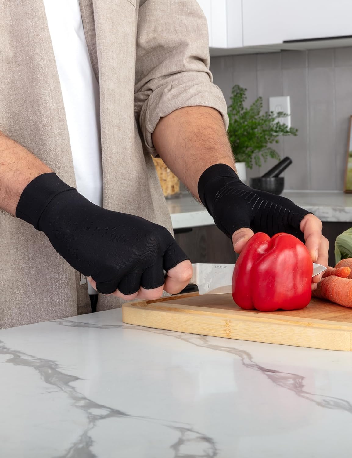 Rheumatism Gloves - Compression Gloves - Unisex - Osteoarthritis - Rheumatism - Arthritis - RSI - Carpal Tunnel Syndrome - M - Copper Half Finger