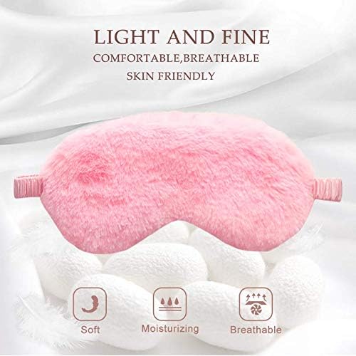 Faux Fur Eye Mask - Soft and Smooth Satin Eye Mask - Sleeping Eye Mask - 2-Pack (Pink + Yellow-Pink)