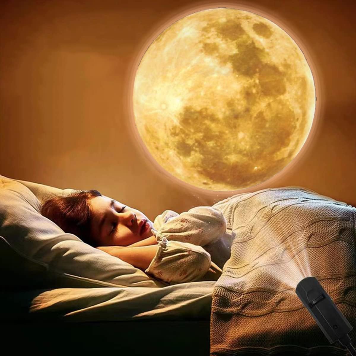 Night Light - Projector - Moon Lamp - Moon Projection - USB - Perfect for Bedroom Selfies - Bedroom Ceiling, Room Decoration