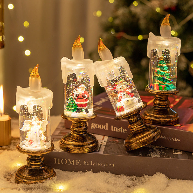 LED Candles - LED Christmas Flameless Candle Lamp - Suitable for Home Decoration - Christmas Snowball Candle - Rotating Candle Desk Night Light - Christmas Window Candle Holder - Battery Operated - Angel