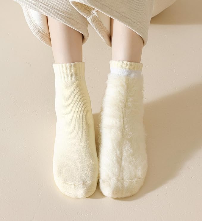 Fleece Socks - Autumn/Winter Warm Socks for Women - Thick Thermal Boot Socks - Soft and Fluffy Slipper Socks - Ideal for Pregnancy and Home Use - 7 Pairs