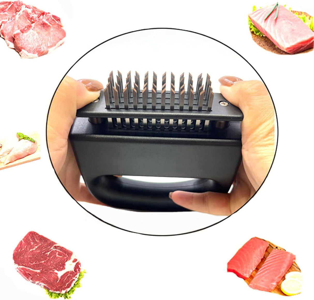 Meat Tenderizer - 48 Pin Stainless Steel Meat Tenderizer - 304 Stainless Steel Meat Tenderizer for Steak, Pork, Lamb - Portable and Lightweight Design - Kitchen Tool for Tender and Juicy Meat