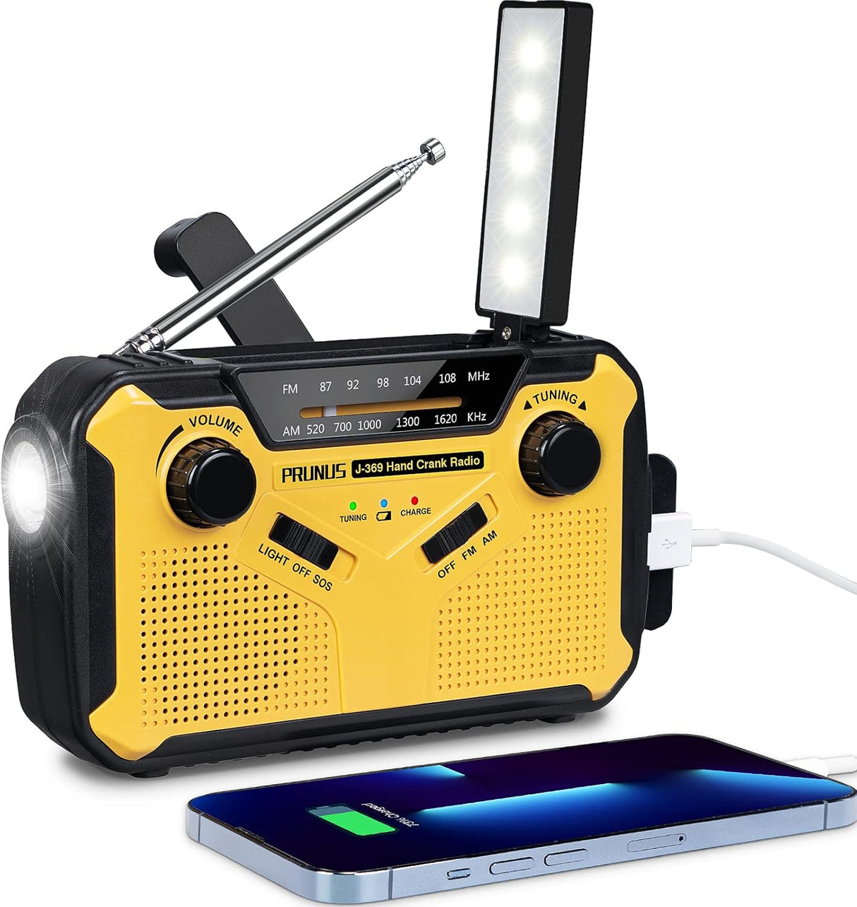 Emergency Radio Solar Wind-Up - Model 2025 - 2500 mAh Power Bank - AM/FM Radio with Flashlight & SOS - Emergency Kit for Camping & Power Outages - Gray