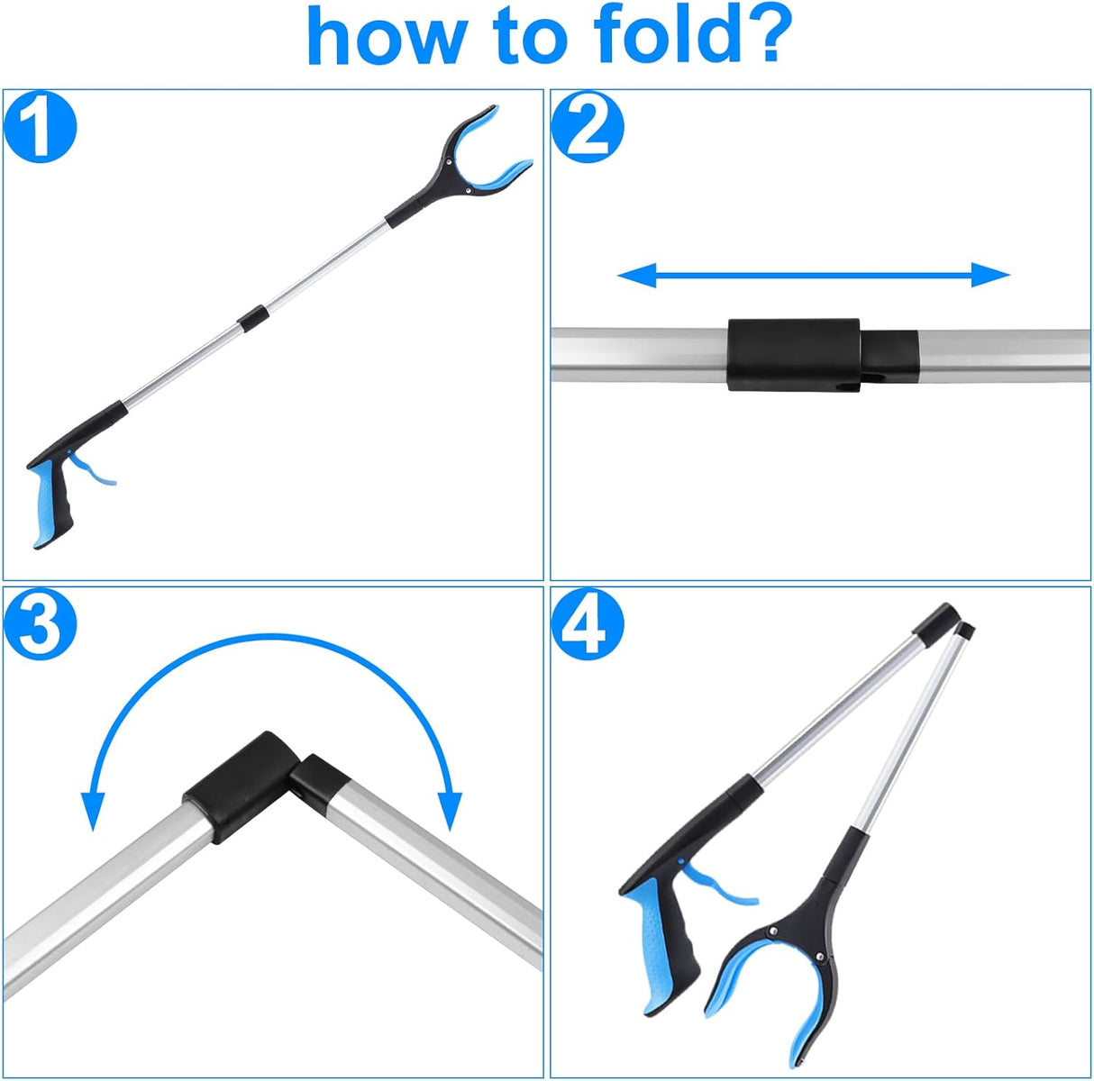 Grabber Set of 2 - 83 cm - Foldable Grabber - With Magnet & 360° Rotating Head - Litter Grabber