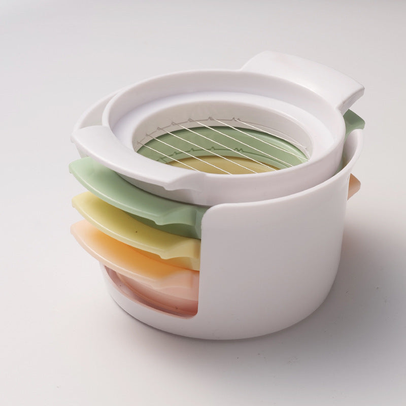 4-in-1 Egg Slicer with Egg Separator, Stainless Steel Cutting Wires and Non-Slip Base for Eggs, Fruit and Soft Foods, Assorted Colours