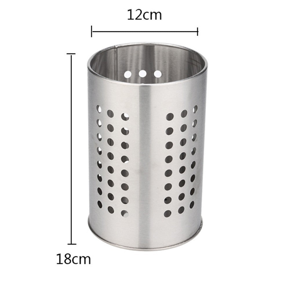 Extra Large Stainless Steel Kitchen Utensil Holder, Perforated Countertop Caddy for Spatulas and Cutlery, Silver, 12 x 18 cm