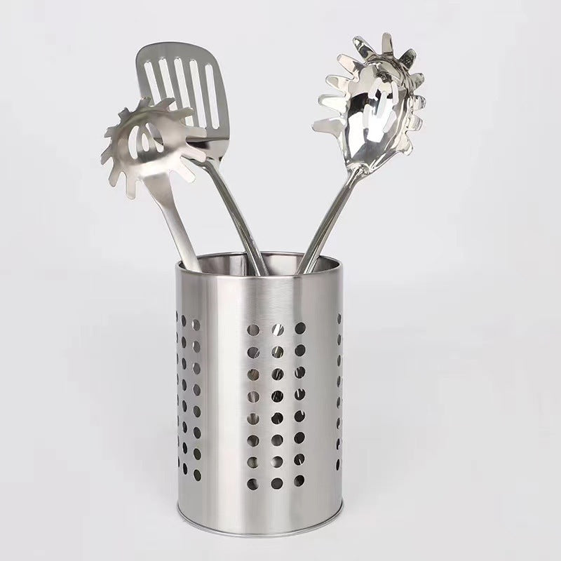 Extra Large Stainless Steel Kitchen Utensil Holder, Perforated Countertop Caddy for Spatulas and Cutlery, Silver, 12 x 18 cm