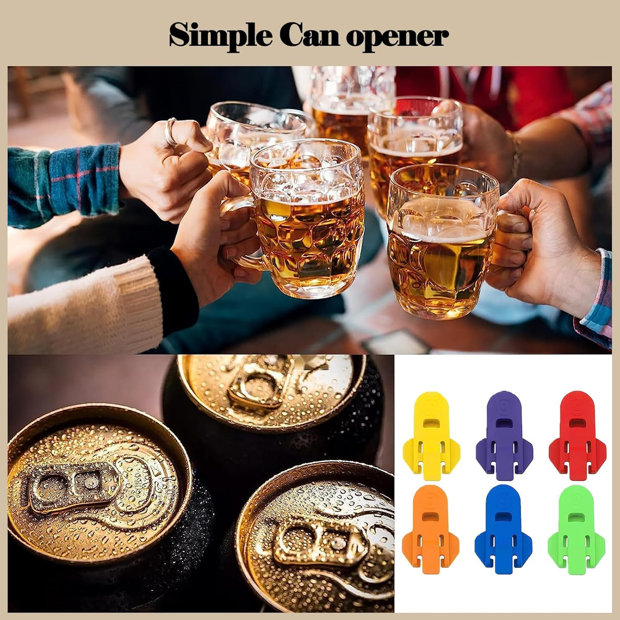24 Piece Can Opener for Soda & Beer - Ring Opener & Nail Protector - Easy Opening - Multicolor