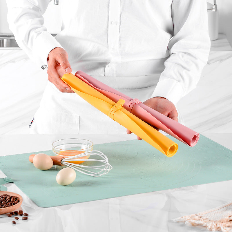 Large Silicone Baking Mat with Measurement Guide, Non-Slip Dough Rolling Mat for Pastry, Fondant and Pizza, Green, 60 x 40 cm