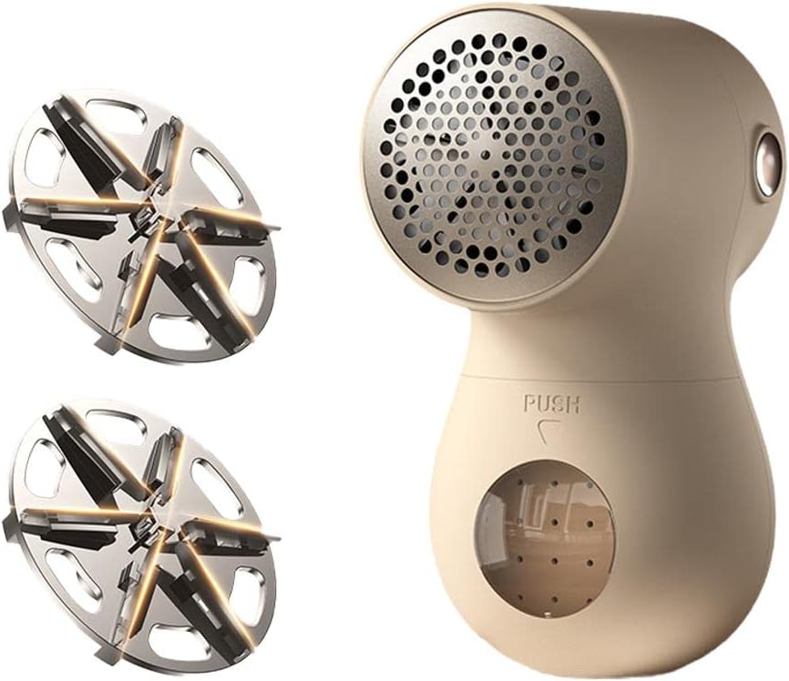 Electric Lint Remover - Rechargeable Lint Shaver - 3 Speeds & Digital Display - Includes 2 Original Blades - White
