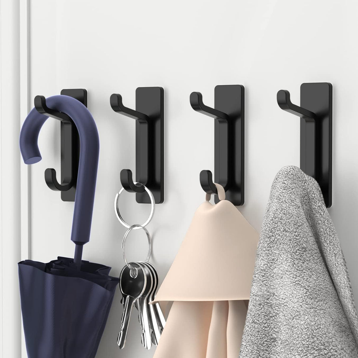 Towel Hooks Gold - Set of 6 - Self-Adhesive Wall Hooks - No Drilling - For Bathroom & Kitchen