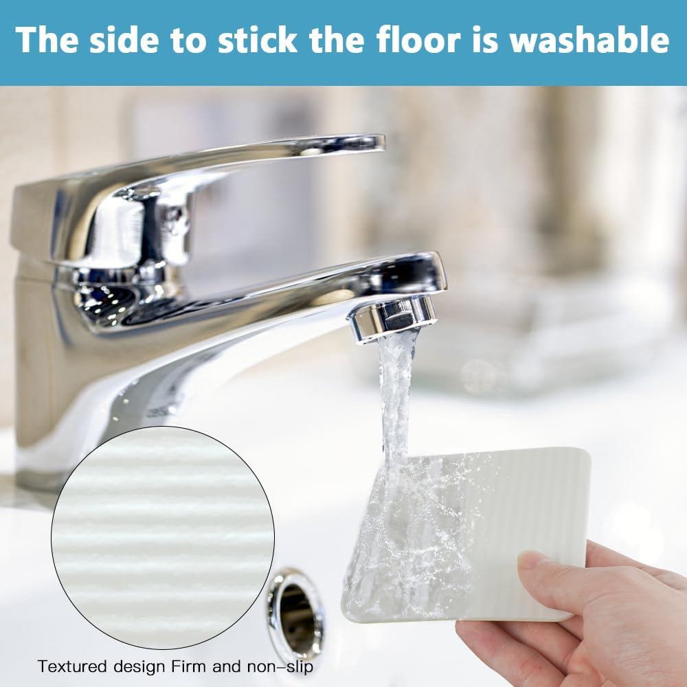 Rug Stoppers Square - Set of 8 - 10 x 10 cm - Anti-Slip Pads for Carpet - Washable & Reusable - White