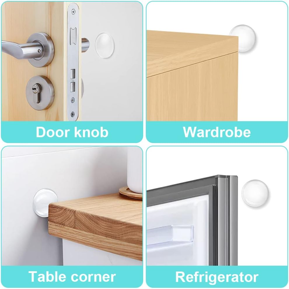 Door Stopper Wall Transparent - Set of 24 - Ø 4 cm - Self-adhesive Door Buffers - Wall Protection against Door Handles
