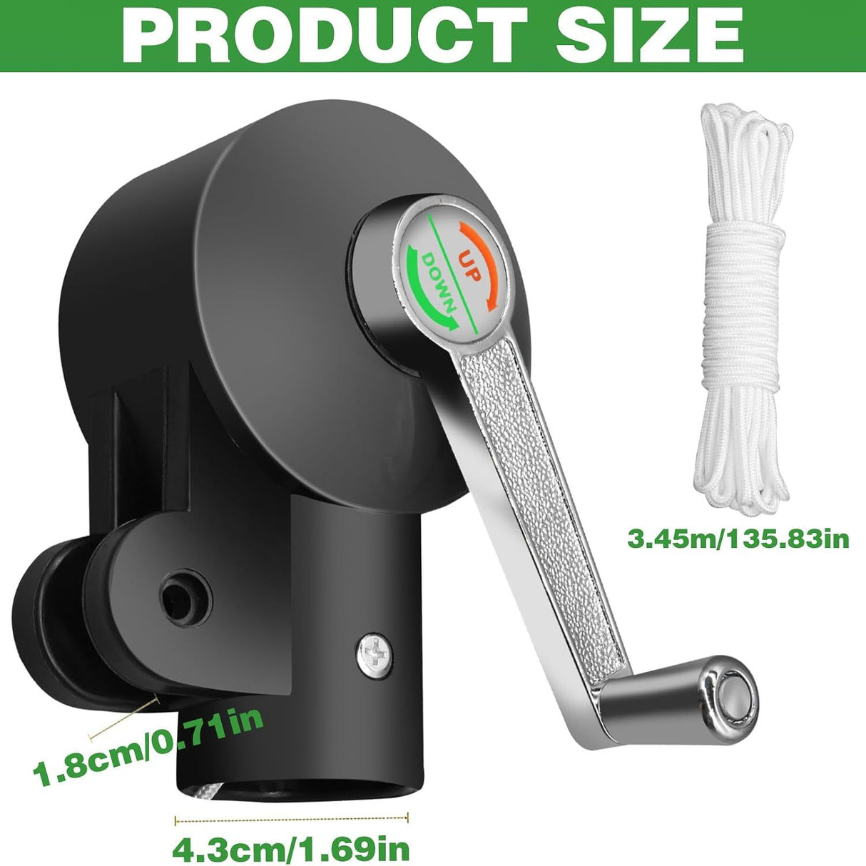 Cantilever Patio Umbrella Crank Handle Replacement, Adjustable Umbrella Stand Part for Courtyards, Gardens, Beaches and Outdoor Patios