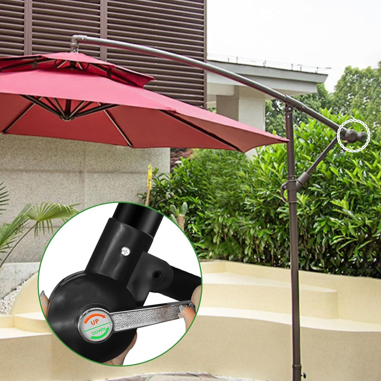 Cantilever Patio Umbrella Crank Handle Replacement, Adjustable Umbrella Stand Part for Courtyards, Gardens, Beaches and Outdoor Patios