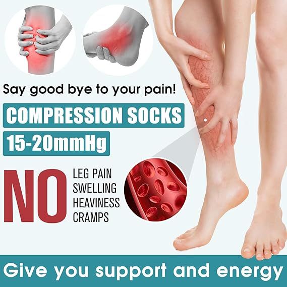 Compression Socks for Women Men Circulation 6 Pack, Graduated Support for Running Athletic Sports L/XL, Breathable Nylon Polyester for All-Day Comfort and Performance