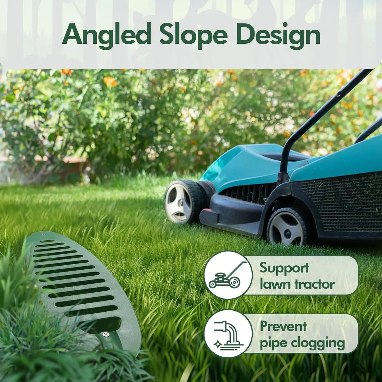 4 Inch Angled Drain Grating Yard Drain Emitter for Gutter Downspout Extensions and Lawn Ditch Drainage Green 2 Pack