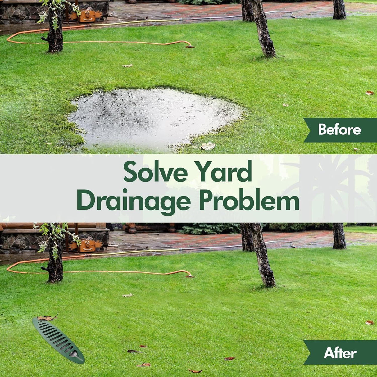 4 Inch Angled Drain Grating Yard Drain Emitter for Gutter Downspout Extensions and Lawn Ditch Drainage Green 2 Pack