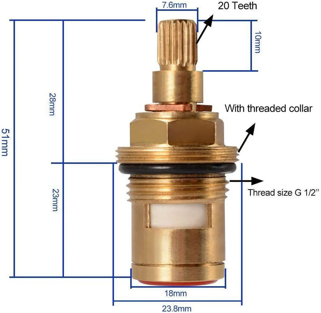 2 Pcs Faucet Ceramic Valve Cartridges Quarter Turn Replacement for Hot and Cold Taps, 1/2 Inch, Replacement Use