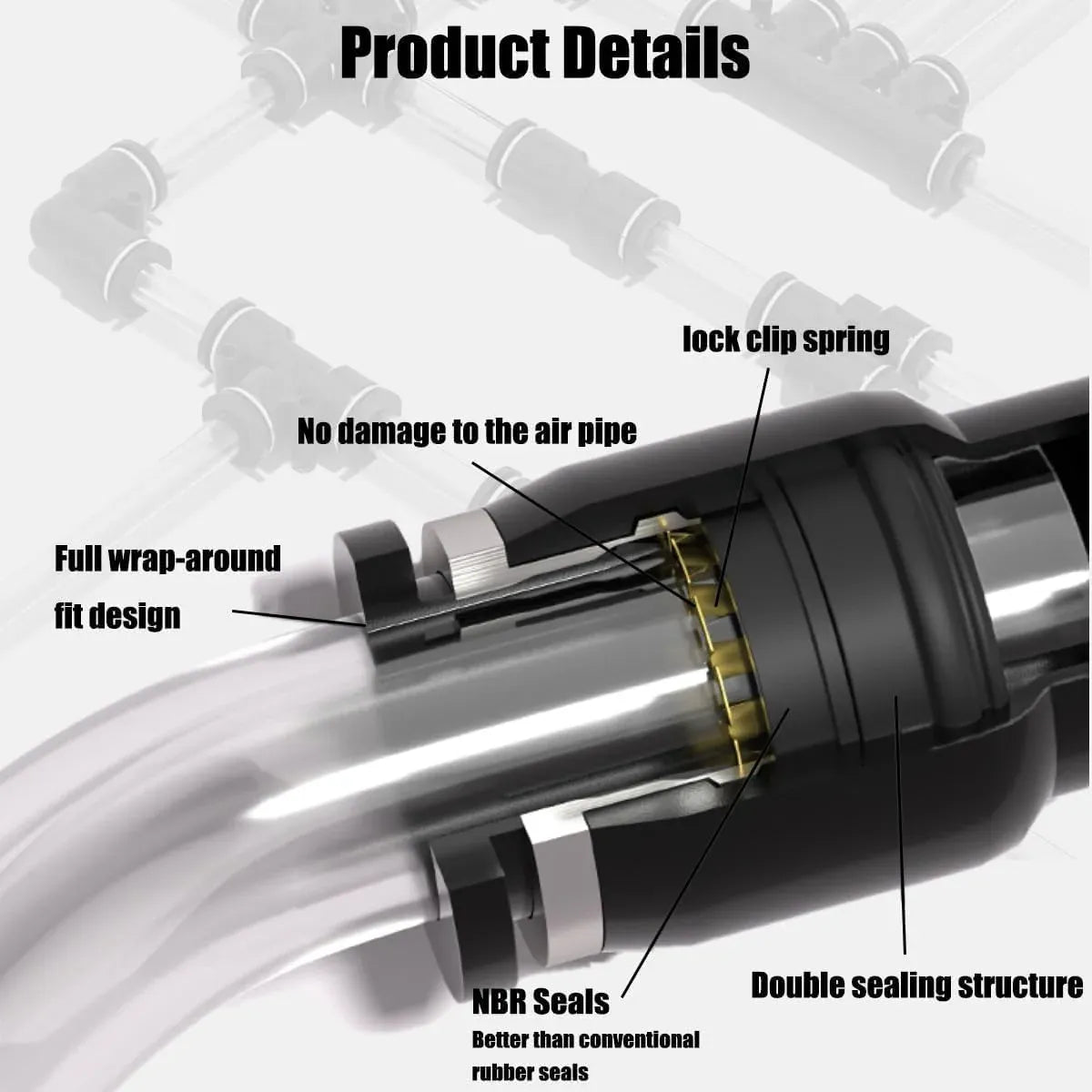 28 Pieces 1/4 Push to Connect Pneumatic Tee Union Fittings, Plastic T Shaped Quick Connect Air Hose Fittings for Air Line, Black 1/4 Inch OD