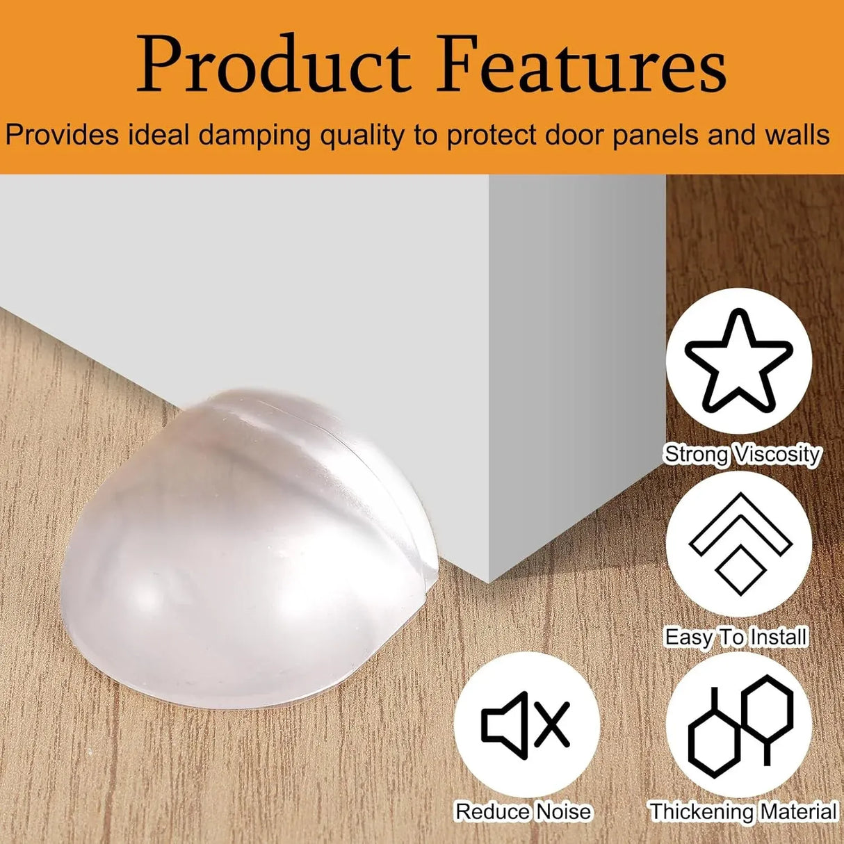 4 Pcs Floor Door Stopper, Self Adhesive Clear Rubber Wall Protector Bumper for Shower Doors, Home Office Furniture Glass Mirror