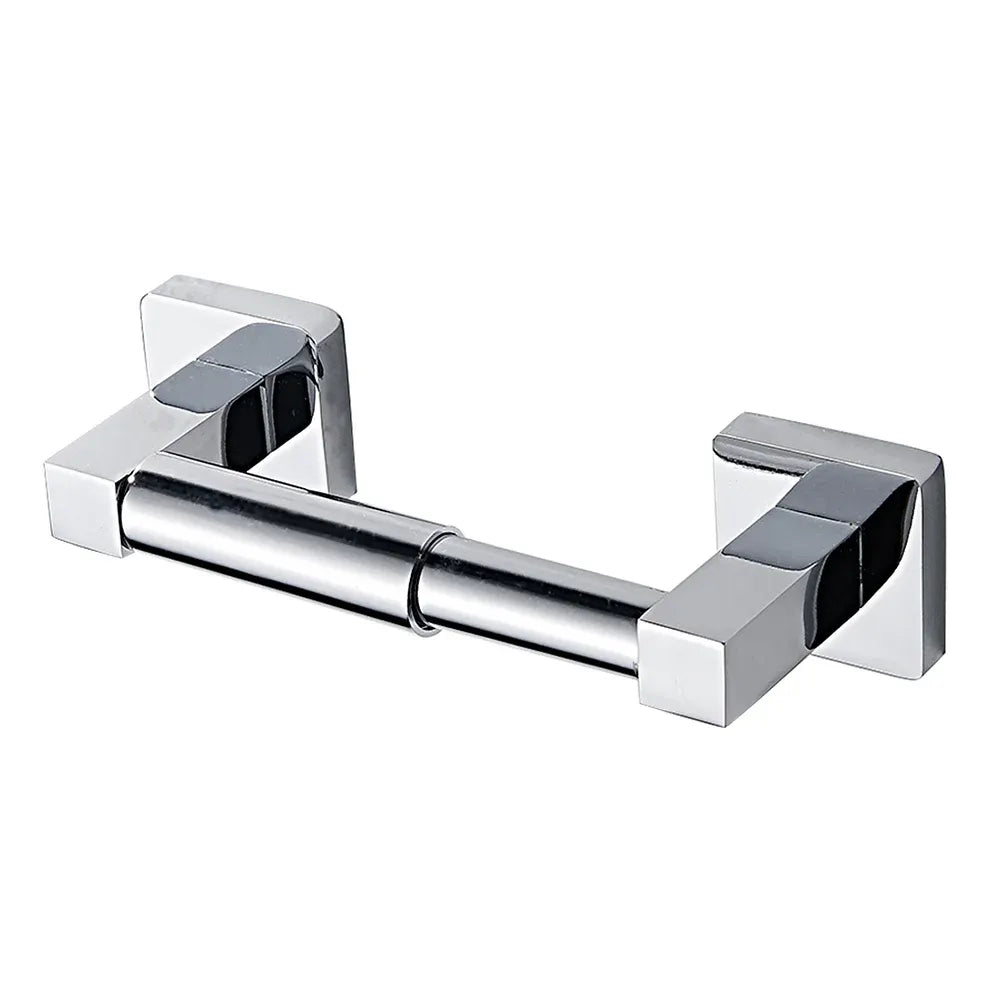 Wall Mount Toilet Paper Holder with Spring Loaded System, Heavy Duty Square Roll Dispenser for Bathroom Washroom, Chrome