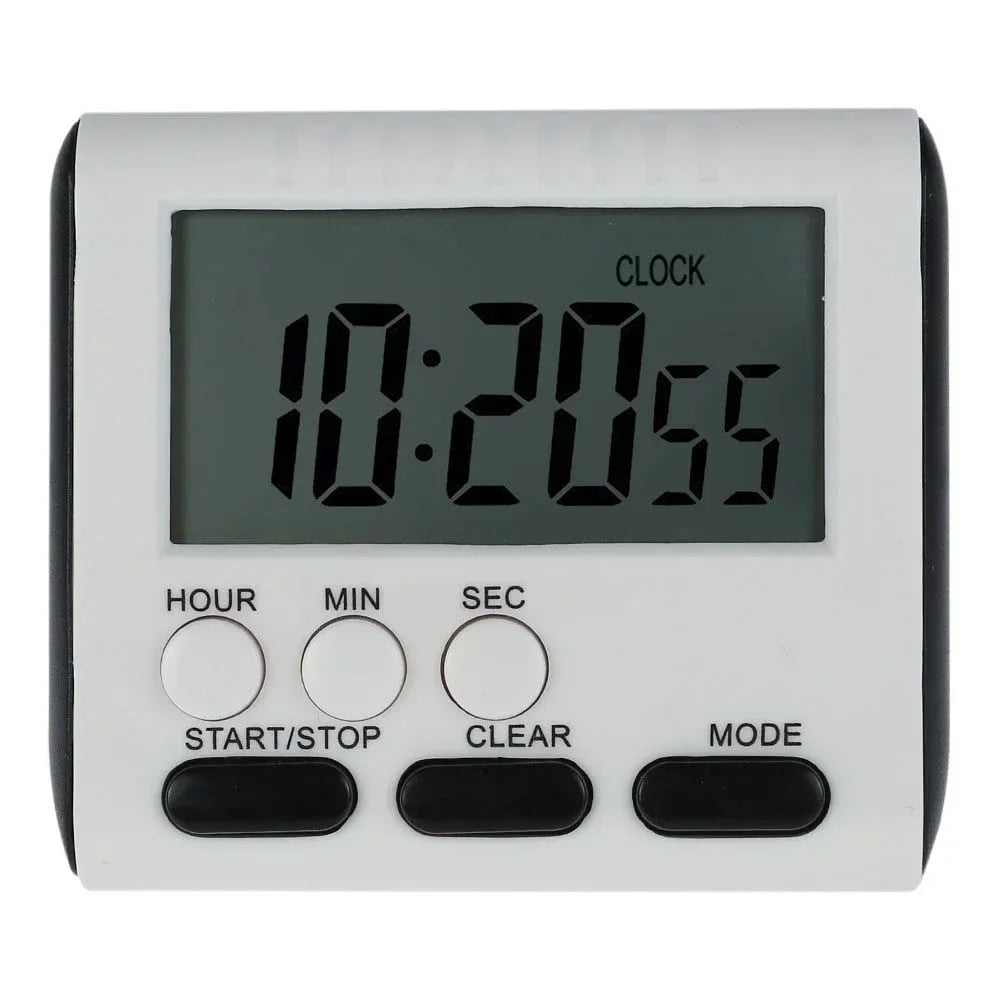 Digital Kitchen Timer with Big LCD Digits, Loud Alarm and Memory Function, Magnetic Backing for Cooking, White