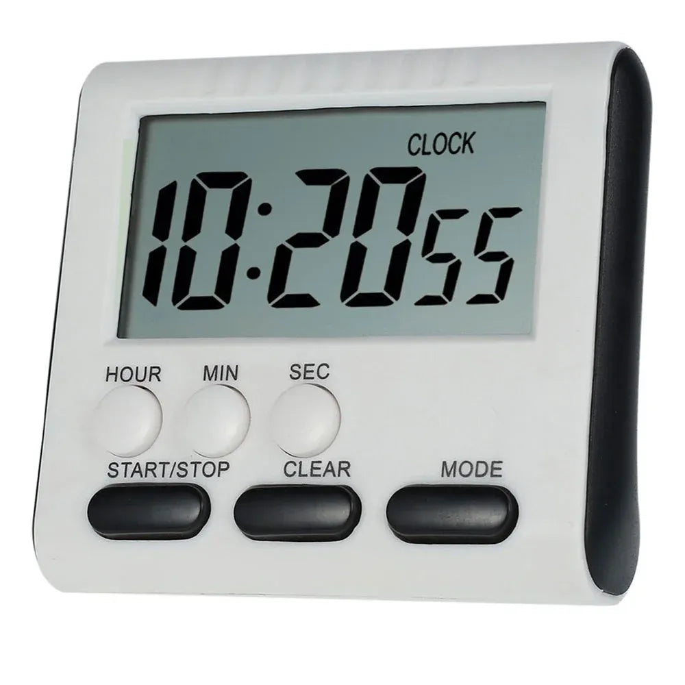 Digital Kitchen Timer with Big LCD Digits, Loud Alarm and Memory Function, Magnetic Backing for Cooking, White