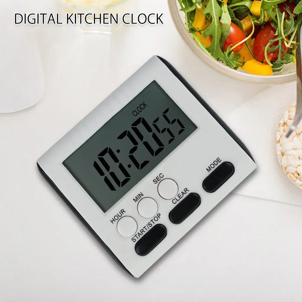 Digital Kitchen Timer with Big LCD Digits, Loud Alarm and Memory Function, Magnetic Backing for Cooking, White
