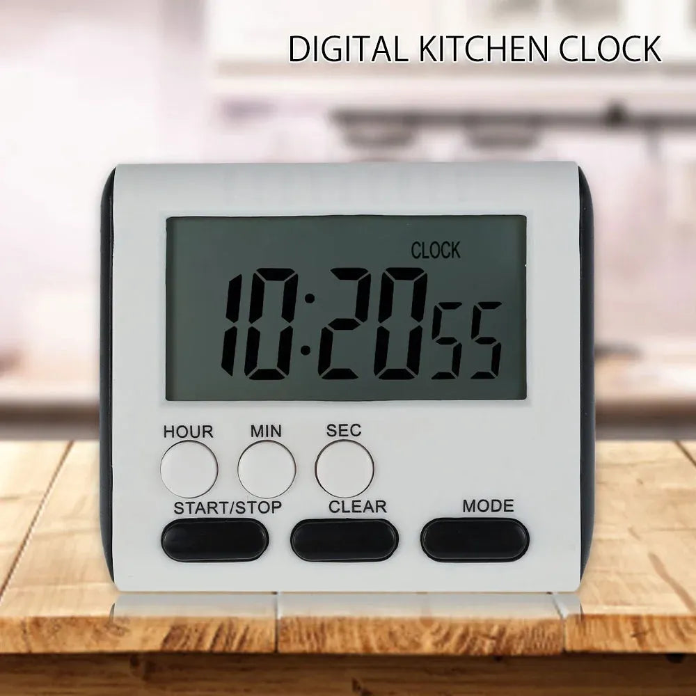 Digital Kitchen Timer with Big LCD Digits, Loud Alarm and Memory Function, Magnetic Backing for Cooking, White