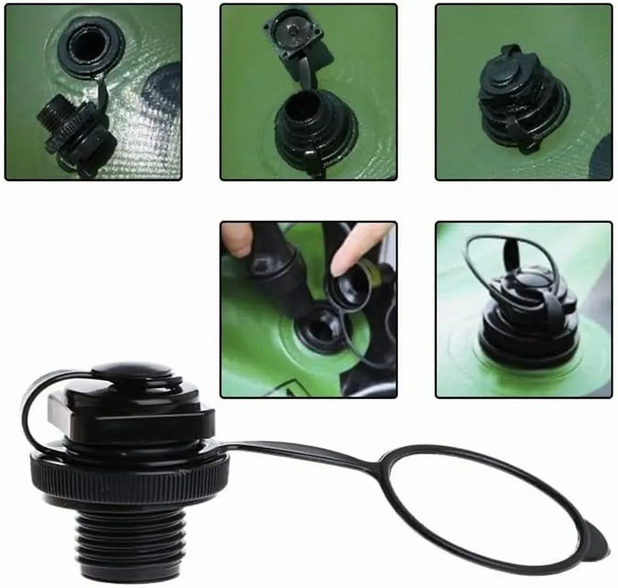 24mm Air Valve Spiral Plugs One Way Inflation Replacement for Inflatable Boat Kayak Canoe Bed Towable Tube, Black 2 Pack