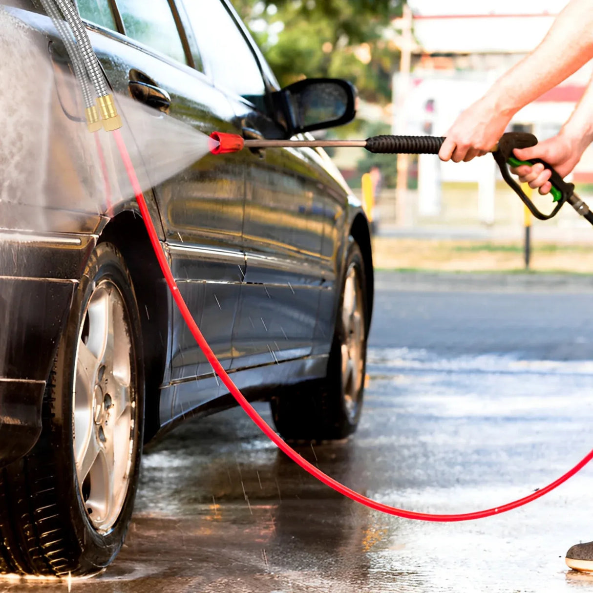Garden Leader Hose, Stainless Steel Flexible Water Extension Pipe for Car Wash and Outdoor Use, 3 Ft, Stainless Steel Construction