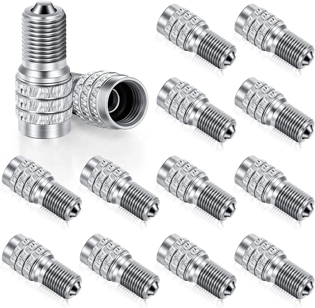 16 Pcs Flow Through Tire Valve Stem Caps, Double Valve Inflator Extensions for Truck Car RV, High Pressure, Copper Tone