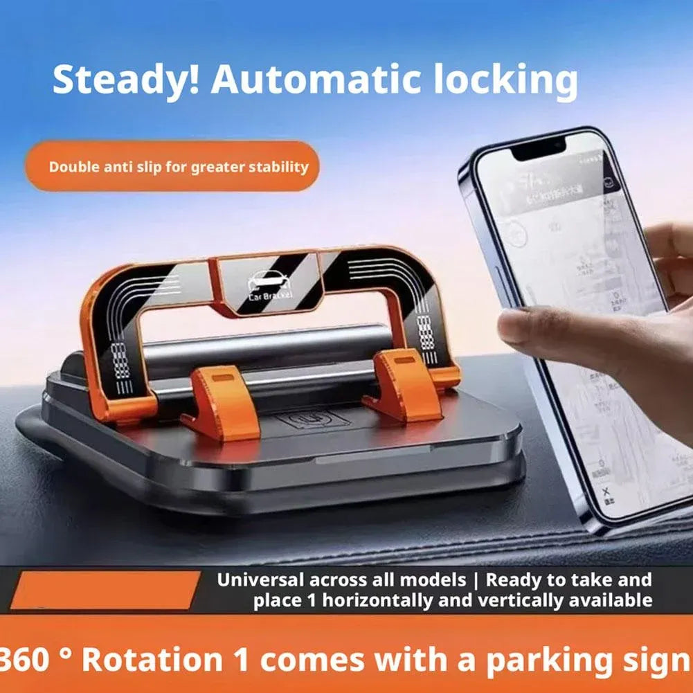 Universal Car Phone Holder with Parking Card, 360 Degree Rotating Dashboard Mount for Drivers, Stable Suction Cup, Black
