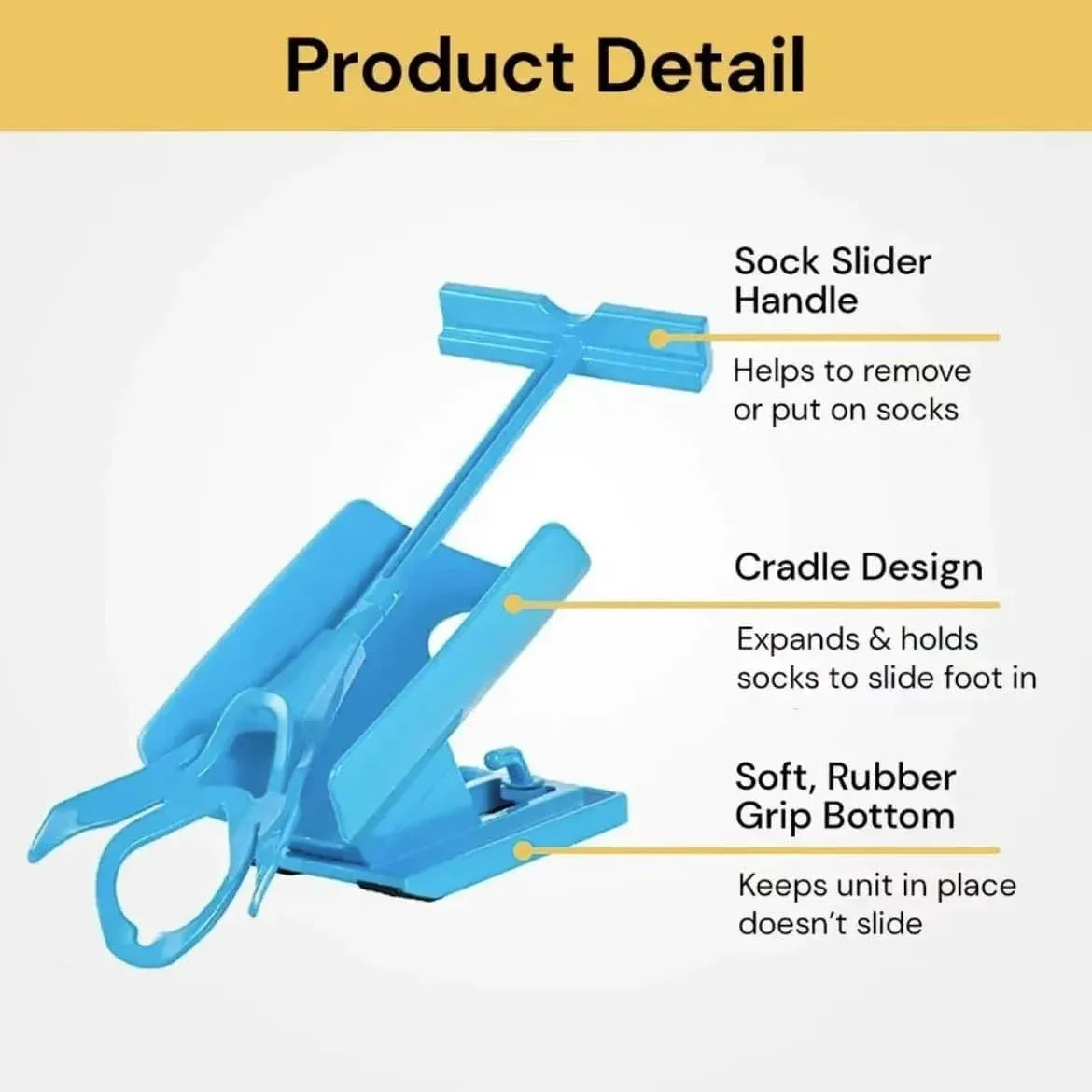 Sock Slider Aid Kit Easy On Off Helper Tool for Elderly, Pregnancy and Injury Recovery, Blue, Daily Comfort Use