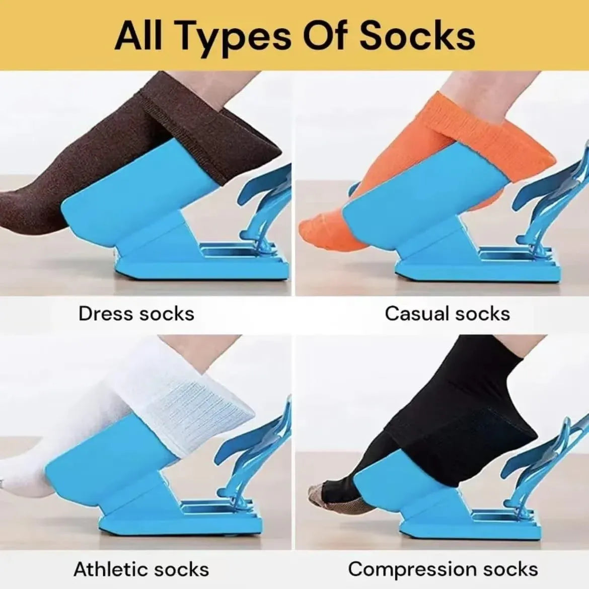 Sock Slider Aid Kit Easy On Off Helper Tool for Elderly, Pregnancy and Injury Recovery, Blue, Daily Comfort Use