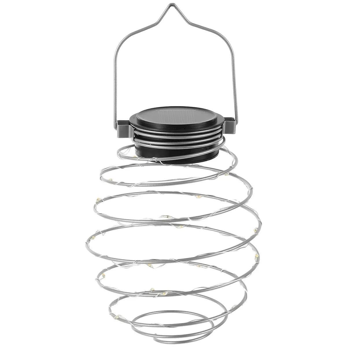 Solar Powered Spiral LED Hanging Lantern Waterproof Warm White Outdoor Decorative Light for Garden Patio Pathway