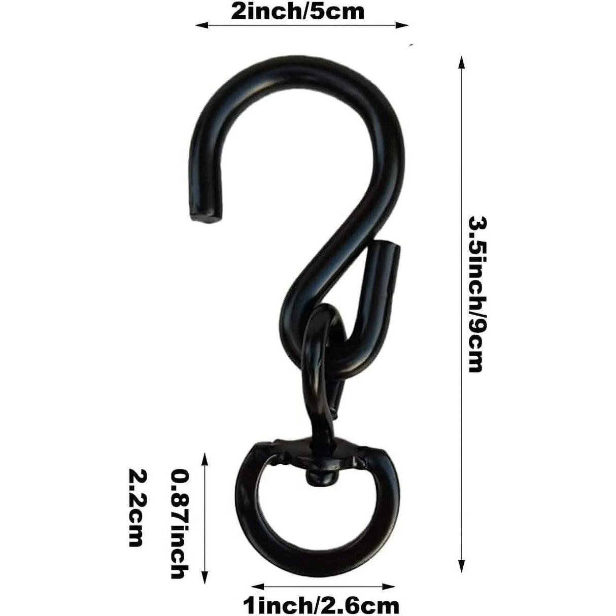 Swivel Plant Hanger Hooks, Heavy Duty Swivel Hooks for Hanging Plants, Indoor Outdoor Garden Use, Black 4 Pack