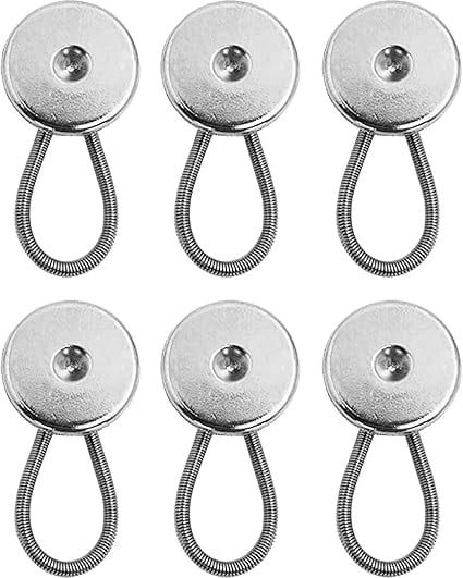 6 Pcs Collar Extenders for Men's Dress Shirts, Comfortable Spring Alloy Button Extenders for Shirts, Suits and Coats, Silver