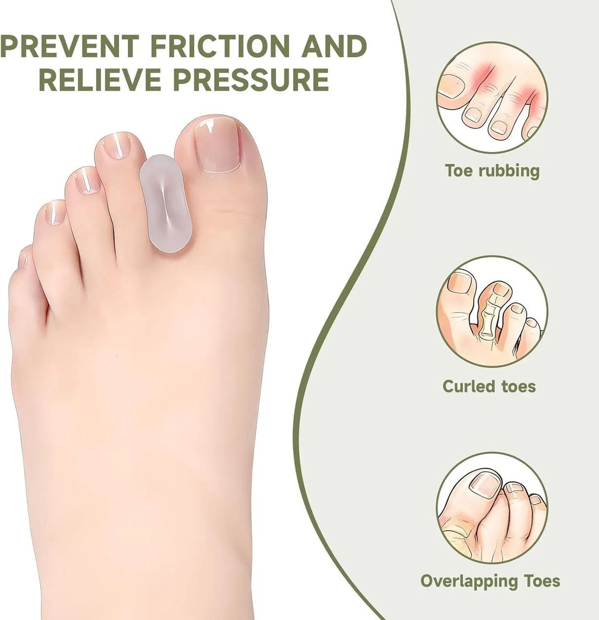 16 Pack Gel Toe Separators Soft Silicone Toe Spacers for Women Men Daily Foot Care Transparent, Daily Comfort Use