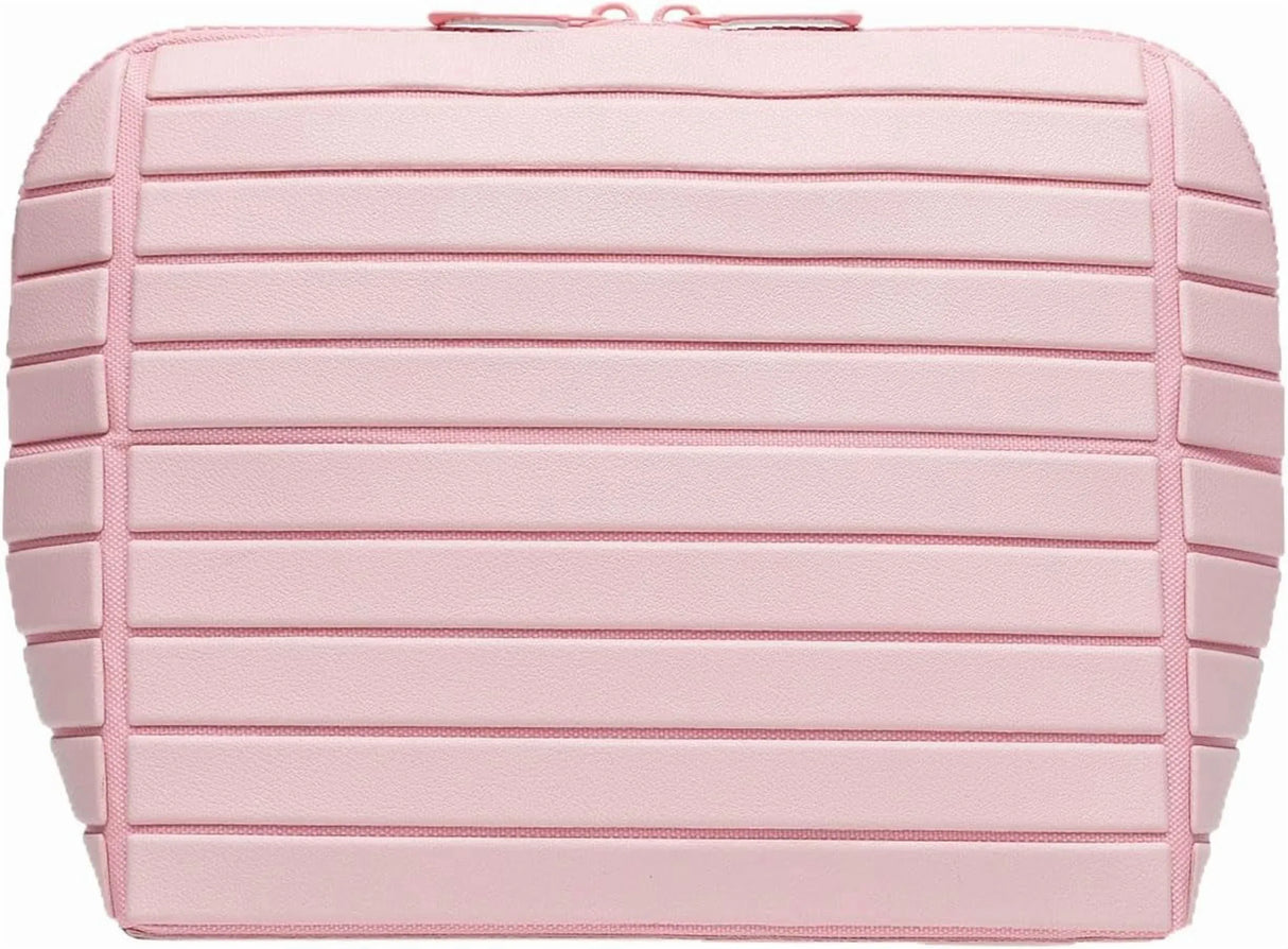 Travel Makeup Bag for Women, Foldable Waterproof Toiletry Organizer with Compartments for Skincare and Toiletries, Pink
