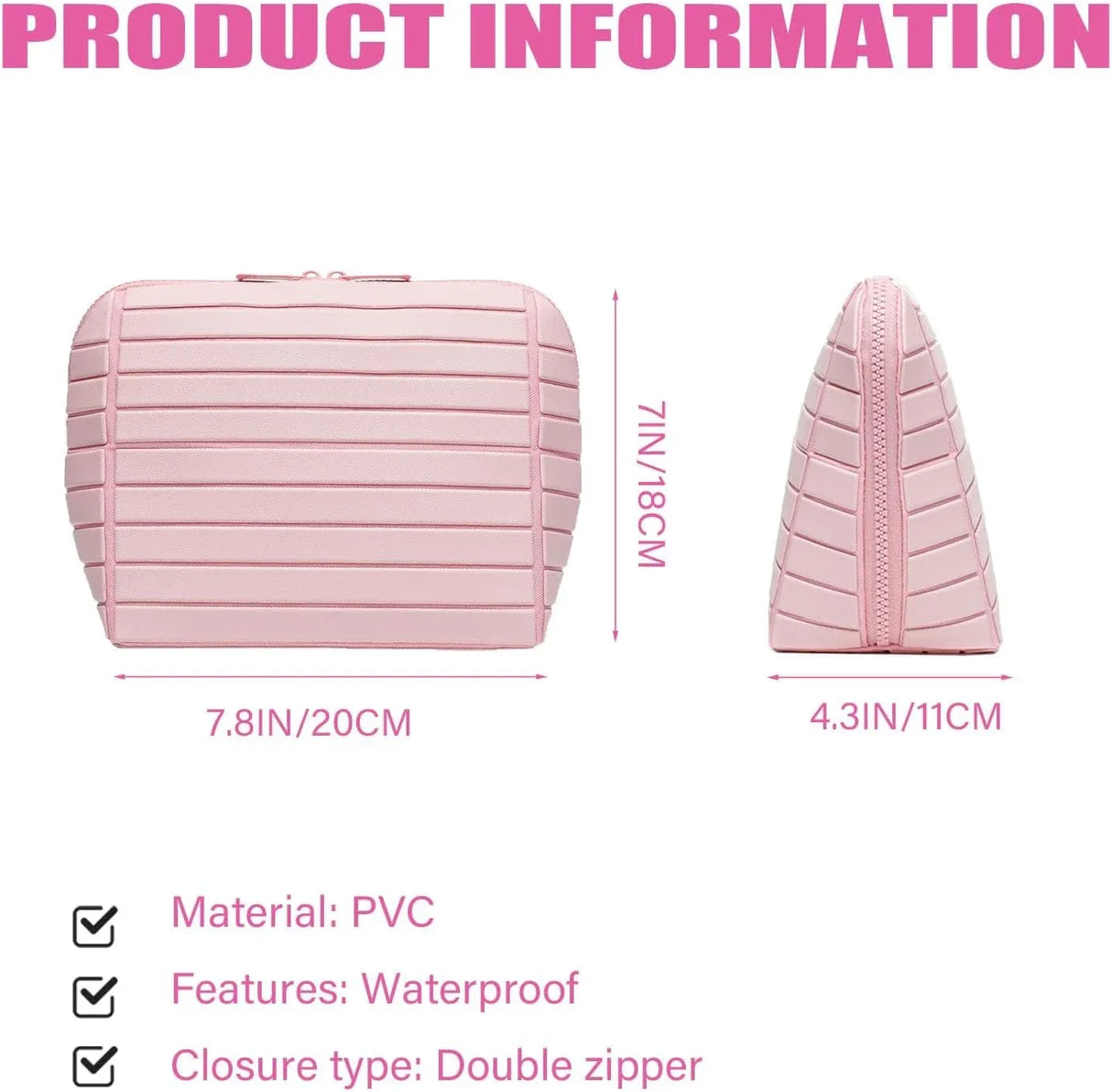 Travel Makeup Bag for Women, Foldable Waterproof Toiletry Organizer with Compartments for Skincare and Toiletries, Pink