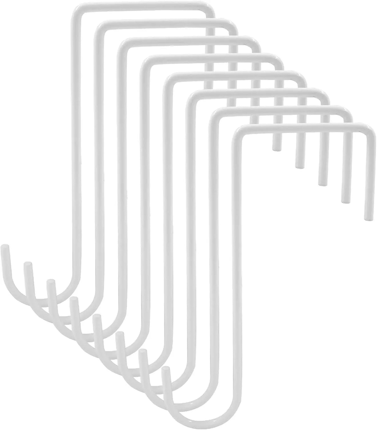 8 Pack Vinyl Fence Hooks, White Powder Coated Steel Hangers for Bird Feeders, Plants, Lights and Pool Equipment, 3 x 8 Inches