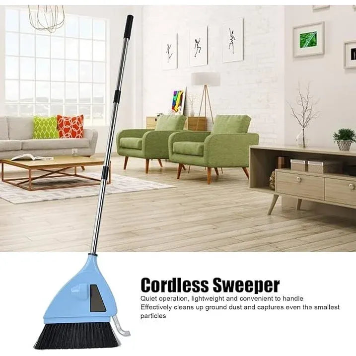 2 In 1 Cordless Vacuum Sweeper Broom, USB Rechargeable Strong Suction Quiet Cleaner for Household Bedroom Hotel Office