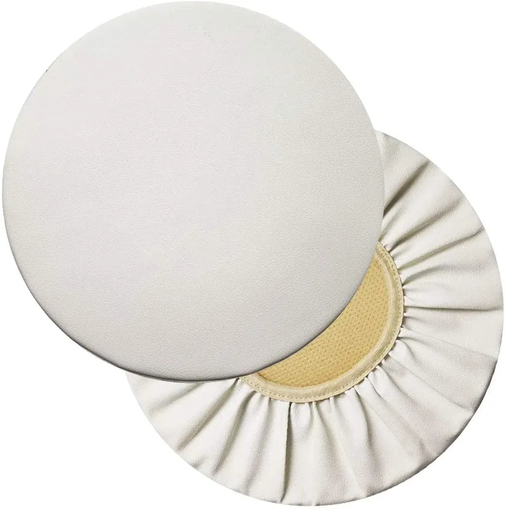 Round Bar Stool Covers 2 Pack Waterproof Faux Leather Anti Slip Slipcovers for Coffee Shop Bar Stools, 14 in/35 cm Size, White