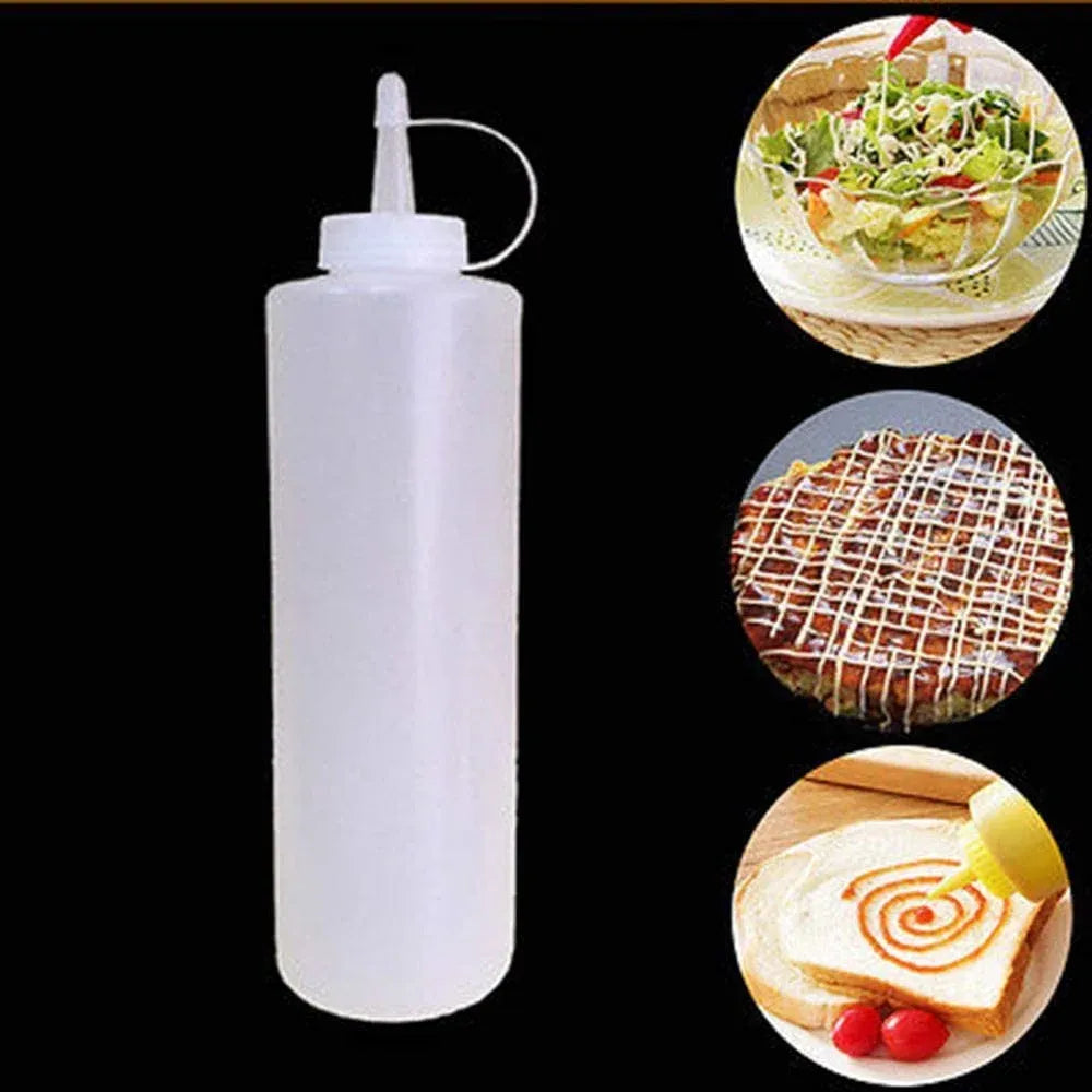 Plastic Condiment Squeeze Bottles 3 Pack with Tip Caps, 32 Oz for Sauce Ketchup Mustard and Olive Oil, White, Durable Plastic Construction
