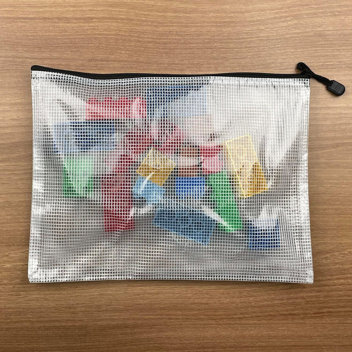 6 Pcs A6 Mesh Zipper Pouches Plastic Zip File Folders for Office Receipts and Cosmetics Black 6 x 4.5 Inch, Durable Plastic Construction