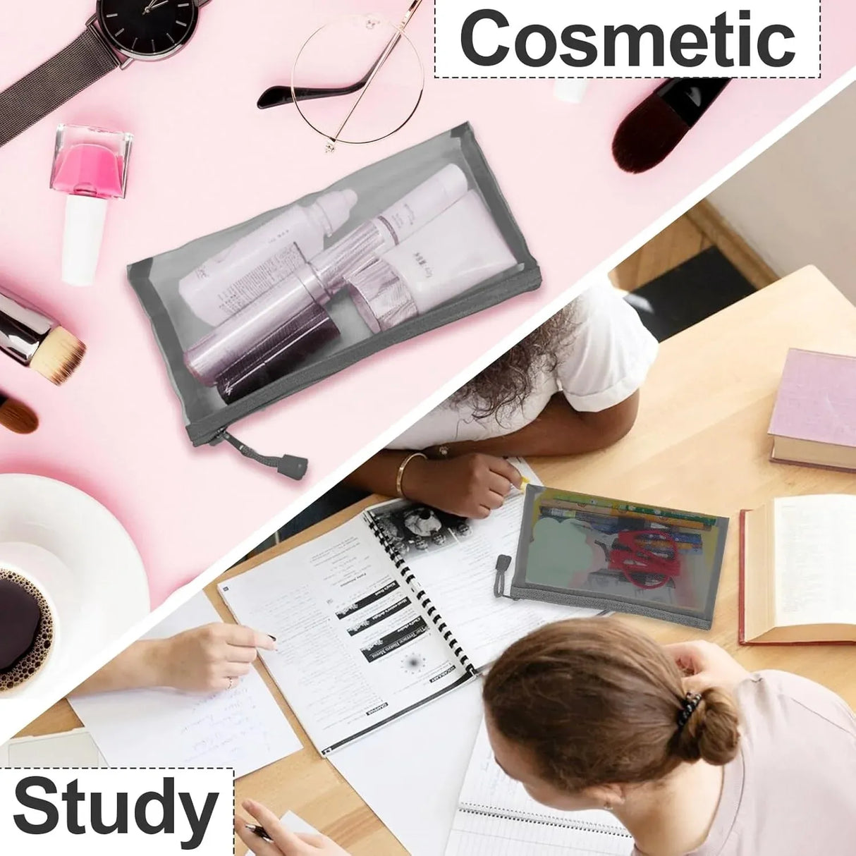 6 Pcs Nylon Mesh Zipper Makeup Bags Cosmetic Pouches for Travel and Home Organization, Small Gray, Daily Comfort Use
